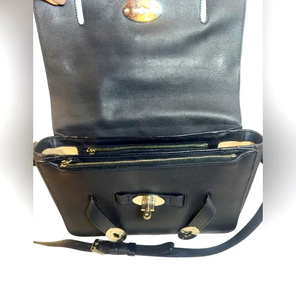 Mulberry Bayswaters Navy & Cream Leather Shoulder– Silver Hardware – COA